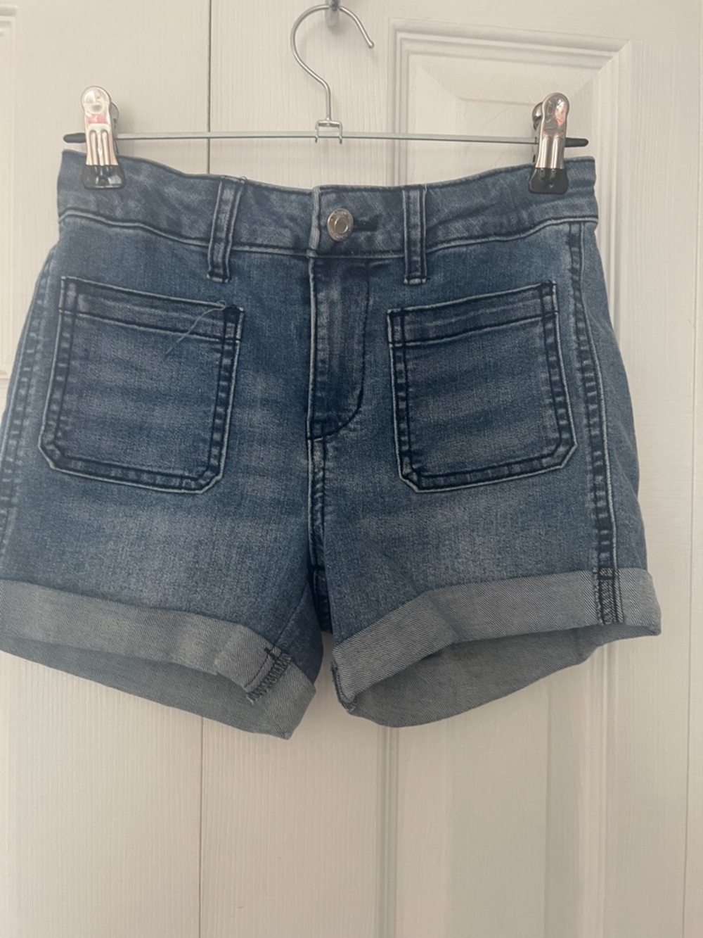 Classic Blue Denim Cuffed Girls’ Shorts